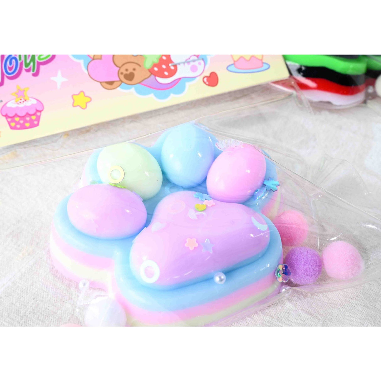 Jucarie Antistres Squishy, Flippy, cu Revenire Lenta, Labuta de Pisica Pufoasa, 7.5 cm, Ambalaj Transparent, Model 27053, Multicolor - vivimall.ro