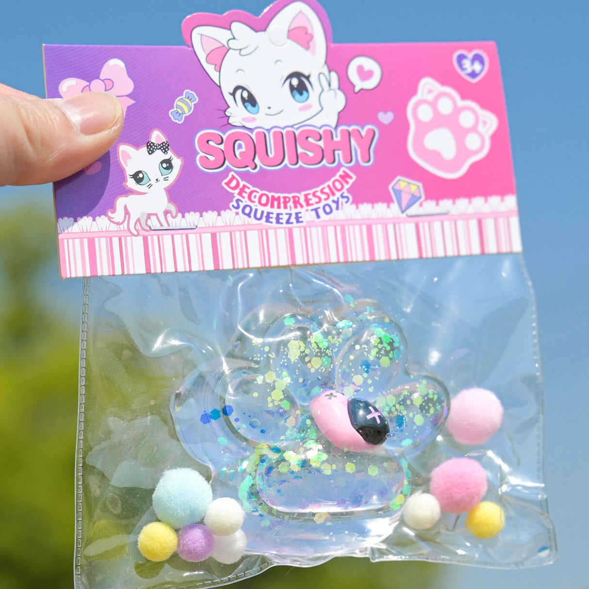 Jucarie Antistres Squishy, Flippy, Labuta de Pisica Squeeze Toys, cu Revenire Lenta, 7.5 cm, Model 270520, Multicolor - vivimall.ro