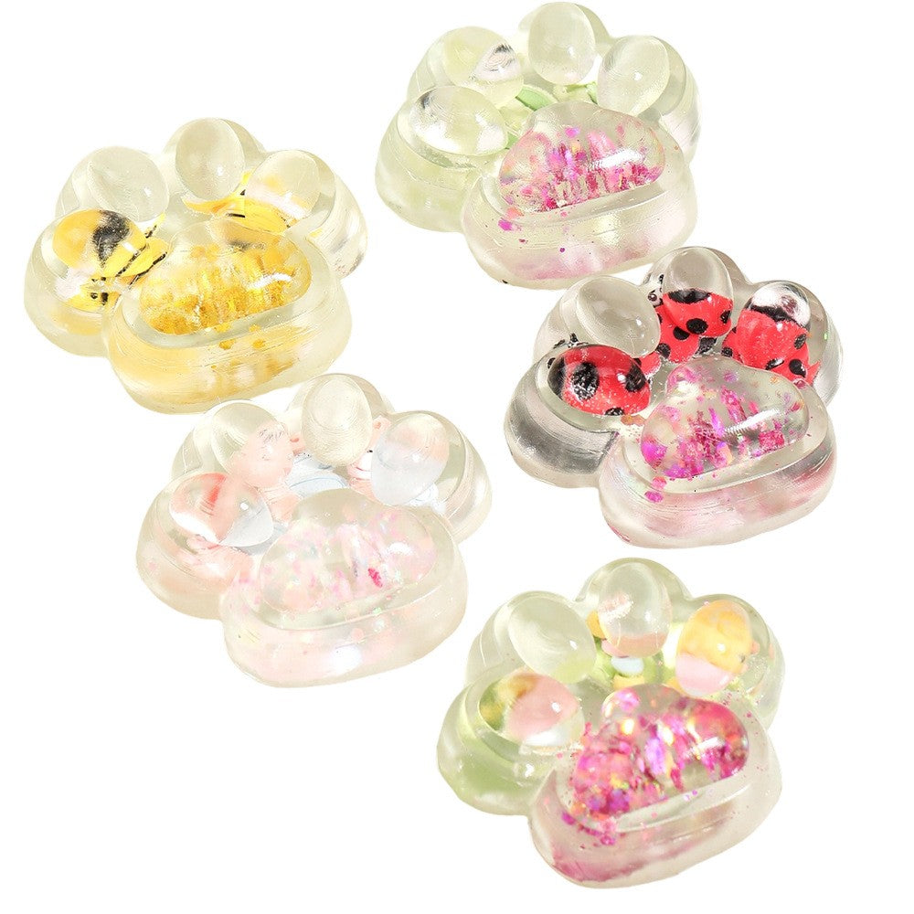 Jucarie Antistres Squishy, Flippy, cu Revenire Lenta, Squeeze Pinch Family, Model Cat Paw, 6.5 x 7 cm, din Tpr, 4-6 Ani, Model 7 Insecte, Transparent - vivimall.ro