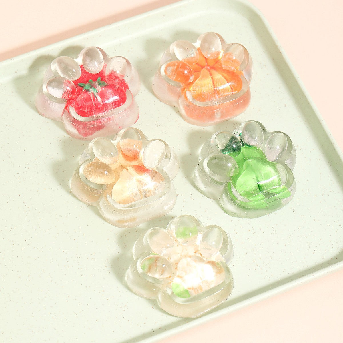 Jucarie Antistres Squishy, Flippy, Labuta de Pisica Pufoasa, cu Revenire Lenta, 7 x 6.5 cm, Model Legume, Multicolor - vivimall.ro