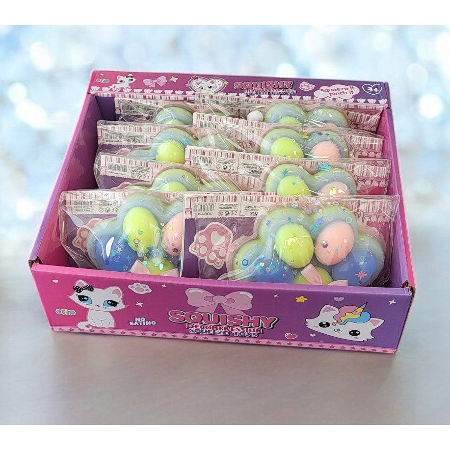 Jucarie Antistres Squishy, Vivimall, cu Revenire Lenta, Model Labuta de Pisica Pufoasa, 12.5x10.5 cm, 220g, Squeeze Pinch Family,-Multicolor Albastru - vivimall.ro