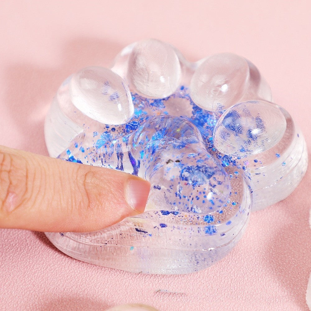 Jucarie Antistres Squishy, Vivimall, cu Revenire Lenta, Model Labuta de Pisica Pufoasa, 12.5x10.5 cm, 220g, Squeeze Pinch Family,-Roz transparent - vivimall.ro