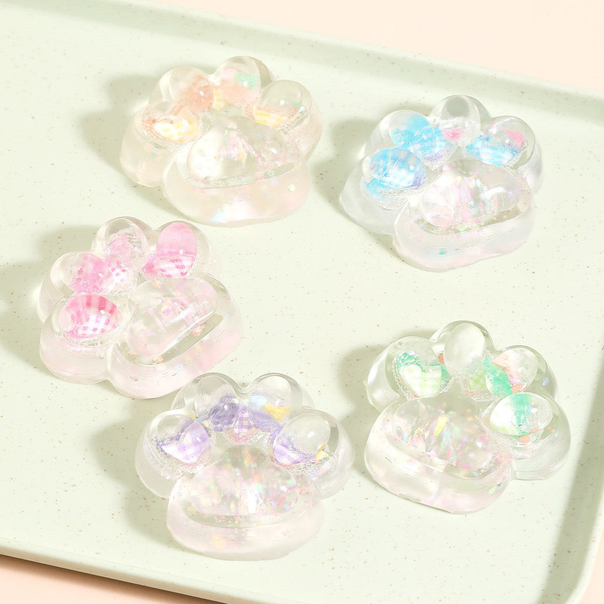 Jucarie Antistres Squishy, Flippy, Labuta de Pisica Pufoasa, cu Revenire Lenta, 7 x 6.5 cm, Model Inima, Multicolor - vivimall.ro