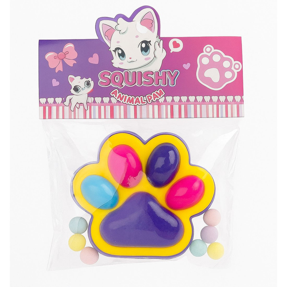 Jucarie Antistres Squishy, Vivimall, Revenire Lenta, Model Labuta de Pisica, Squishy, BIG 12.5 x 10.5 cm, 220 g, Model 17, Mov Galben Rosu - vivimall.ro