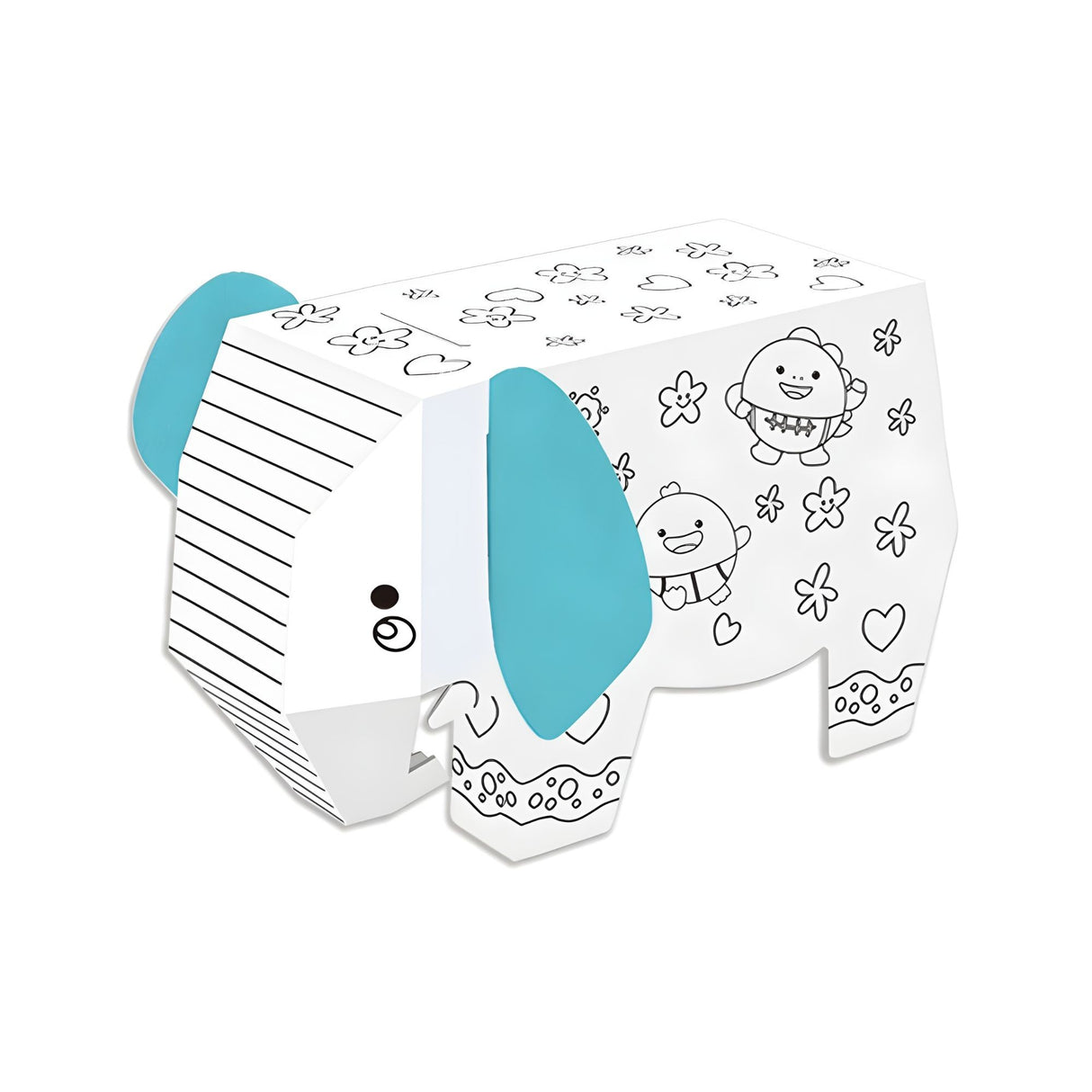 Jucarie Creativa pentru Copii, Flippy, Model Elefant 3D, Set de Asamblat si Colorat din Carton, Puzzle 3D Educativ, 34 x 14 x 23 cm, 3+ ani, Alb
