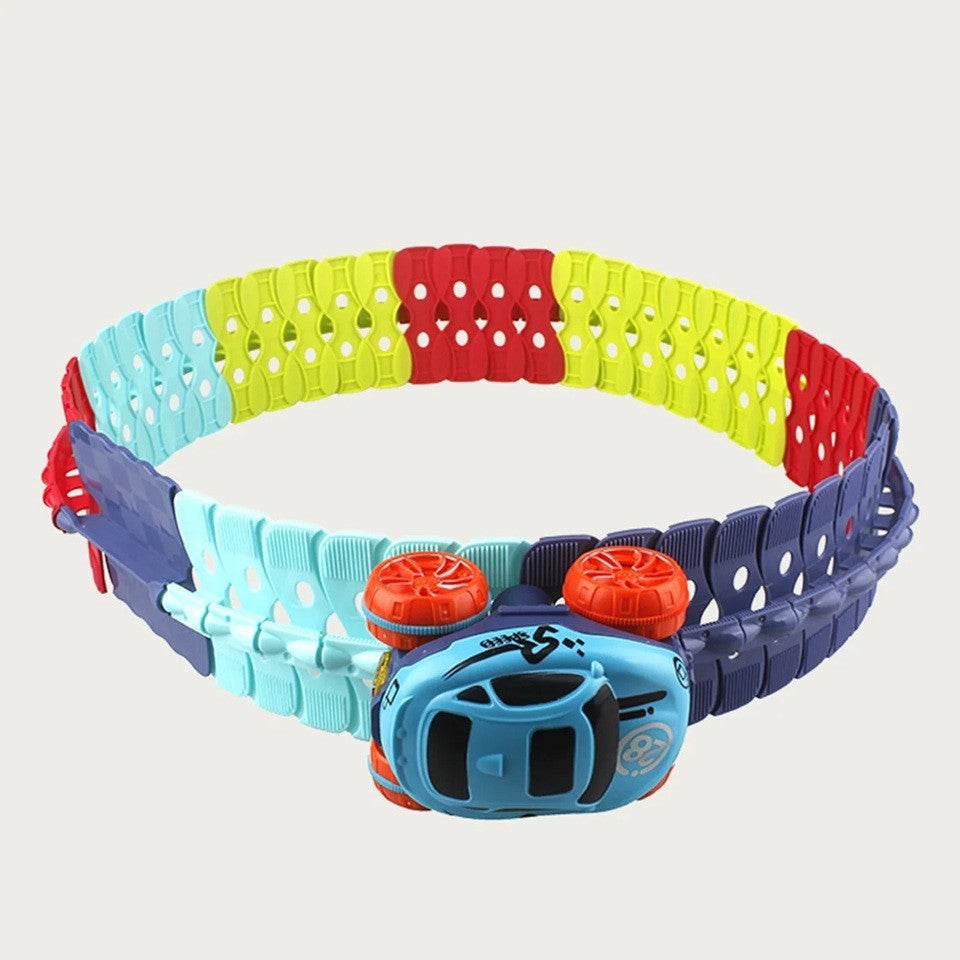 Jucarie de Constructie RollerCoaster, Vivimall, 184 de Piese, 44.5x36x7 cm, cu Masini, Multicolor - vivimall.ro