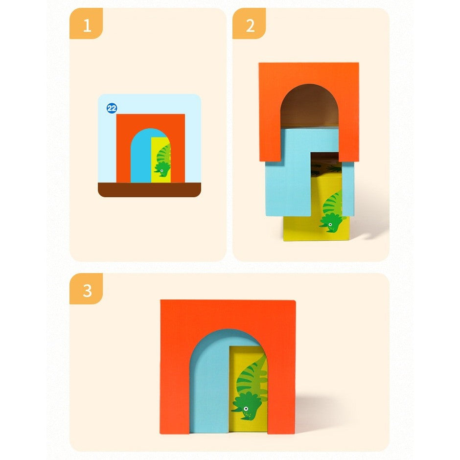 Jucarie de Construit, Vivimall, Puzzle Box, Blocuri Stivuibile, 4-6 Ani, 5 Cuburi, 48 de Modele de Construit, 1 Manual, 12.8 x 12.8 x 12.8 cm, Multicolor - vivimall.ro