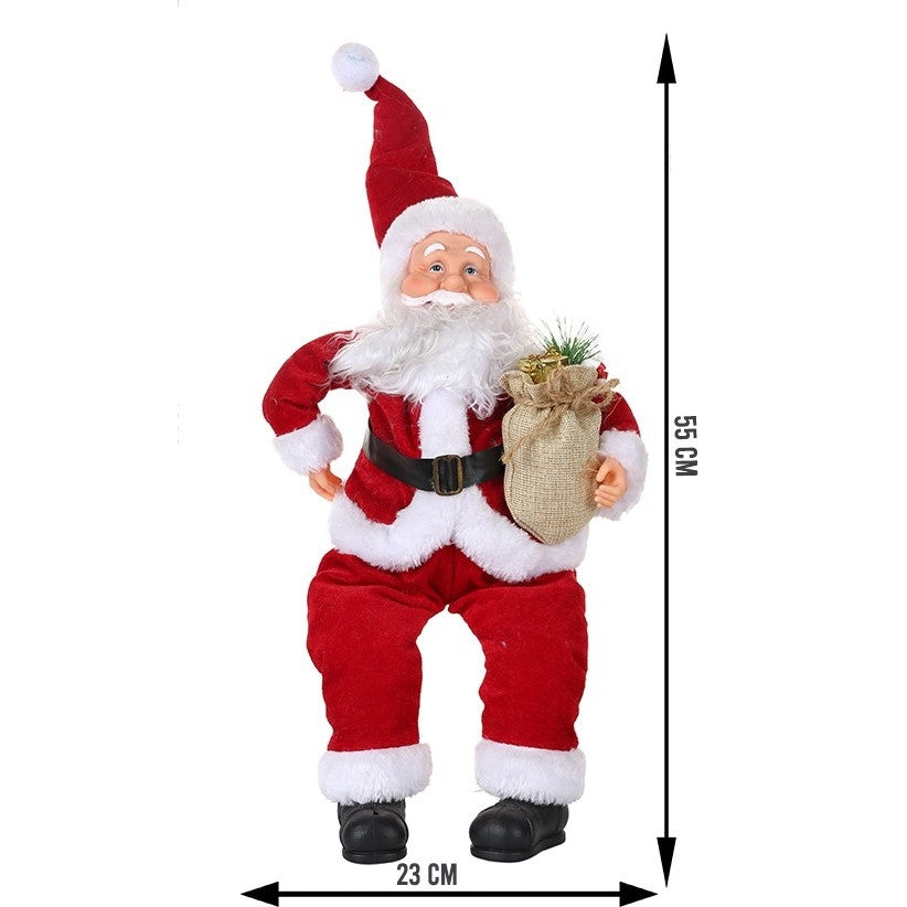 Jucarie decorativa, Vivimall, Mos Craciun, 55 cm x 23 cm, grosime 25 cm, lana, tesatura de plus, poliester, interior/exterior - vivimall.ro