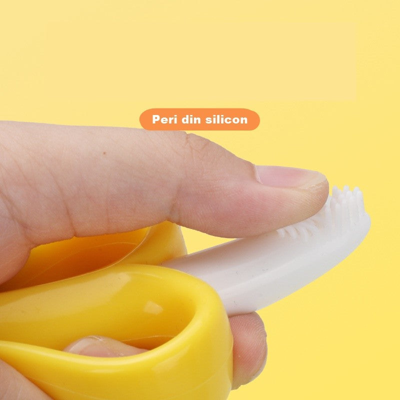 Jucarie dentitie bebelusi Vivimall, banana, cu manere de prindere, material silicon non-toxic, fara miros, 10.5x5.9 cm, galben - vivimall.ro