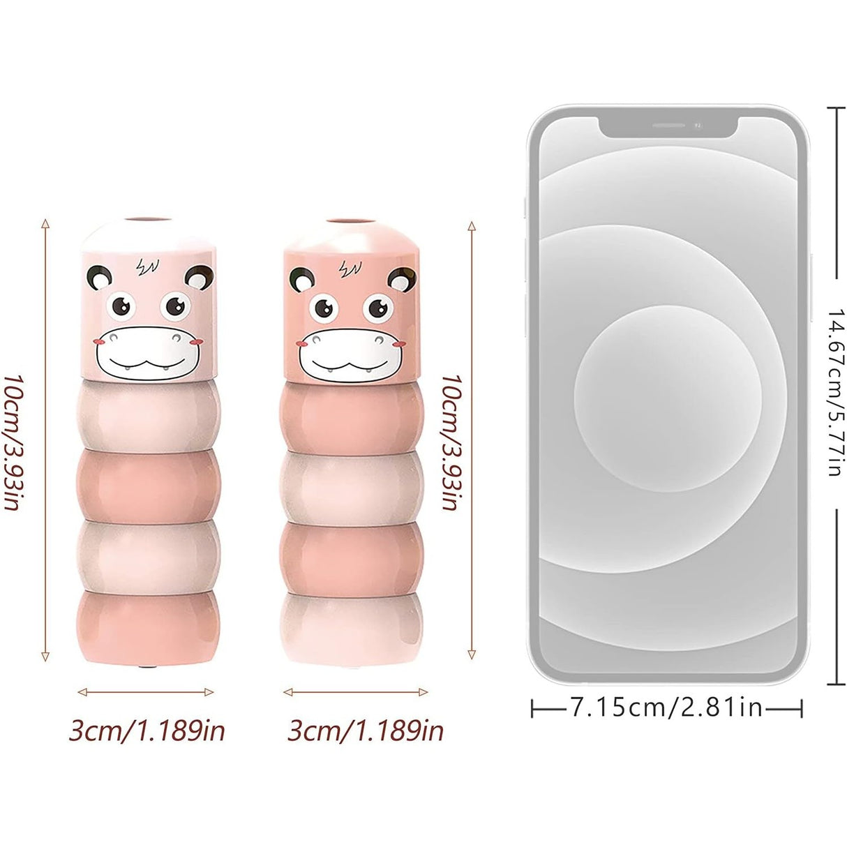 Cutie jucărie hipopotam indestructibil 6 piese, ambalaj 14,5x4,5x4,5 cm, culoare roz