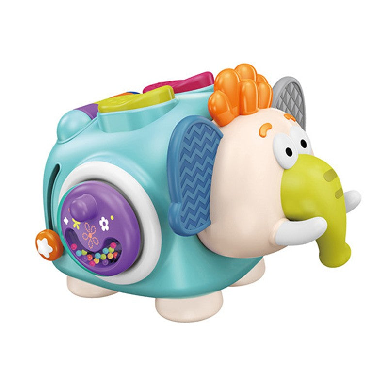 Jucărie senzorială Montessori model elefant verde deschis, vedere frontală, plastic ABS, 21×16×14 cm