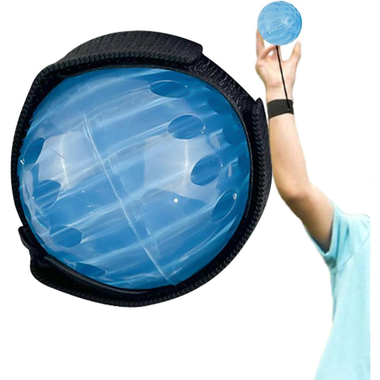 Jucarie Interactiva, Vivimall, Minge Saltareata Crystal Ball, cu Banda Elastica, 6 cm, +7 Ani, din Plastic, Albastru - vivimall.ro