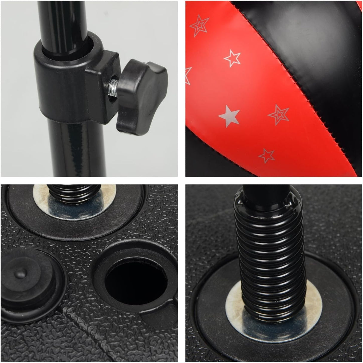 Jucarie Interactiva, Vivimall, Model Sfera de Box cu Suport, Manusi Incluse, Inaltime Reglabila, +3 Ani, 120 x 20 x 23.5 cm, Rosu/ Negru - vivimall.ro