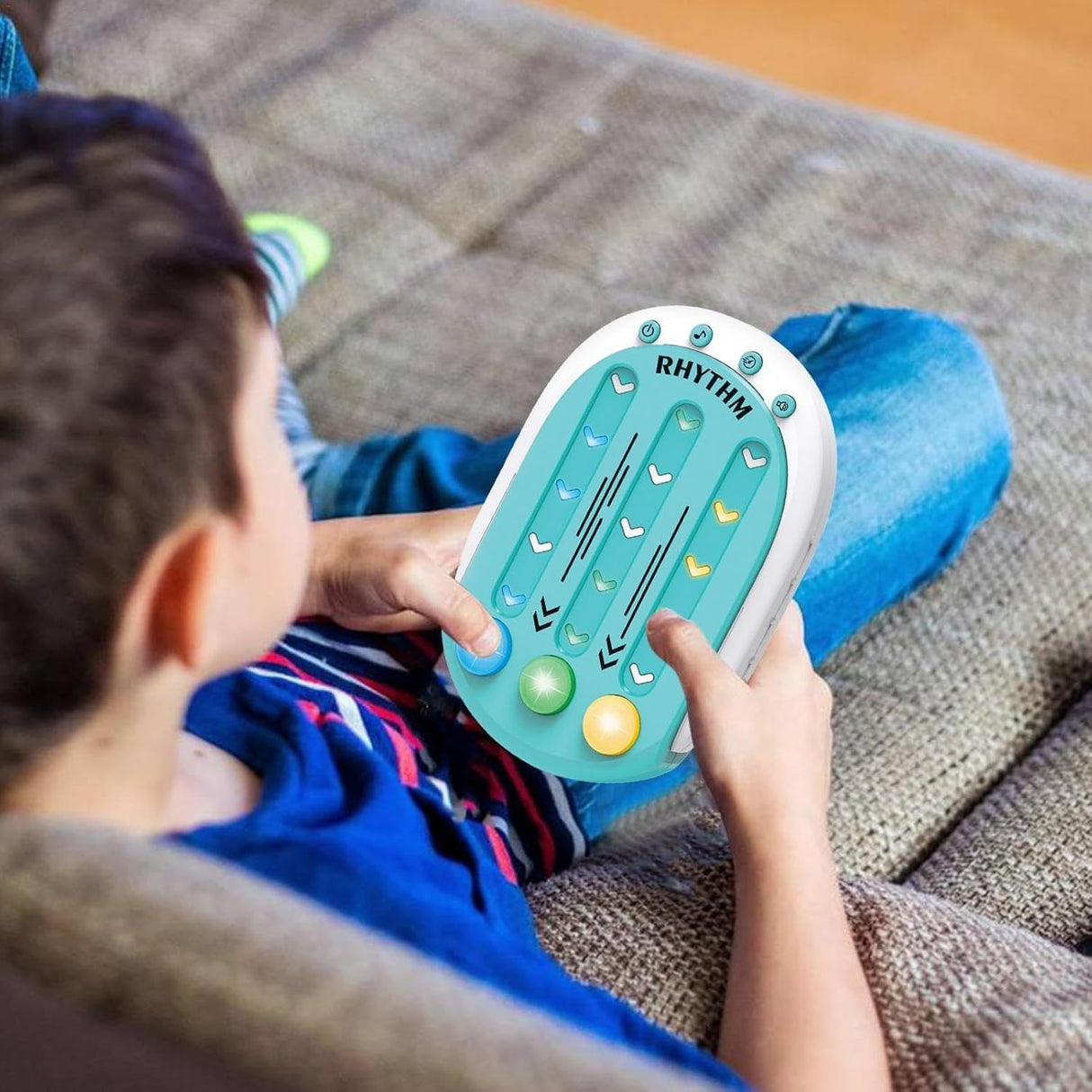 Jucarie Interactiva, Vivimall, Tip Jocuri Ritmice, +3 Ani, din ABS, 8 Niveluri de Joc, 9.5 x 2.5 x 13.6 cm, Albastru - vivimall.ro