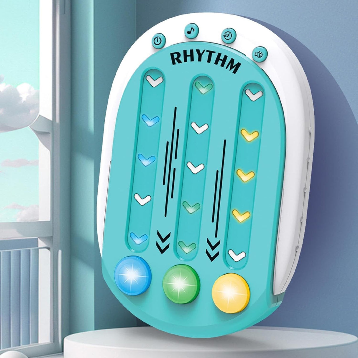 Jucarie Interactiva, Vivimall, Tip Jocuri Ritmice, +3 Ani, din ABS, 8 Niveluri de Joc, 9.5 x 2.5 x 13.6 cm, Albastru - vivimall.ro