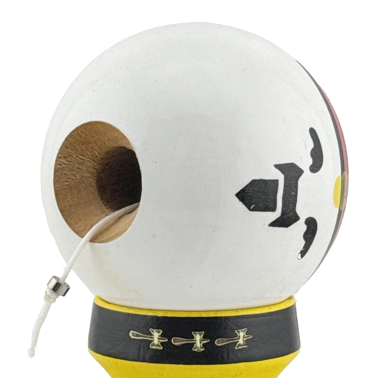 Kendama X Originala, Profesionala, Flippy, Big Cups V2, Model Rege Super Sticky Legendary Cupe Mari, Rulment Metalic cu Ata 55 cm, Maner Galben - vivimall.ro