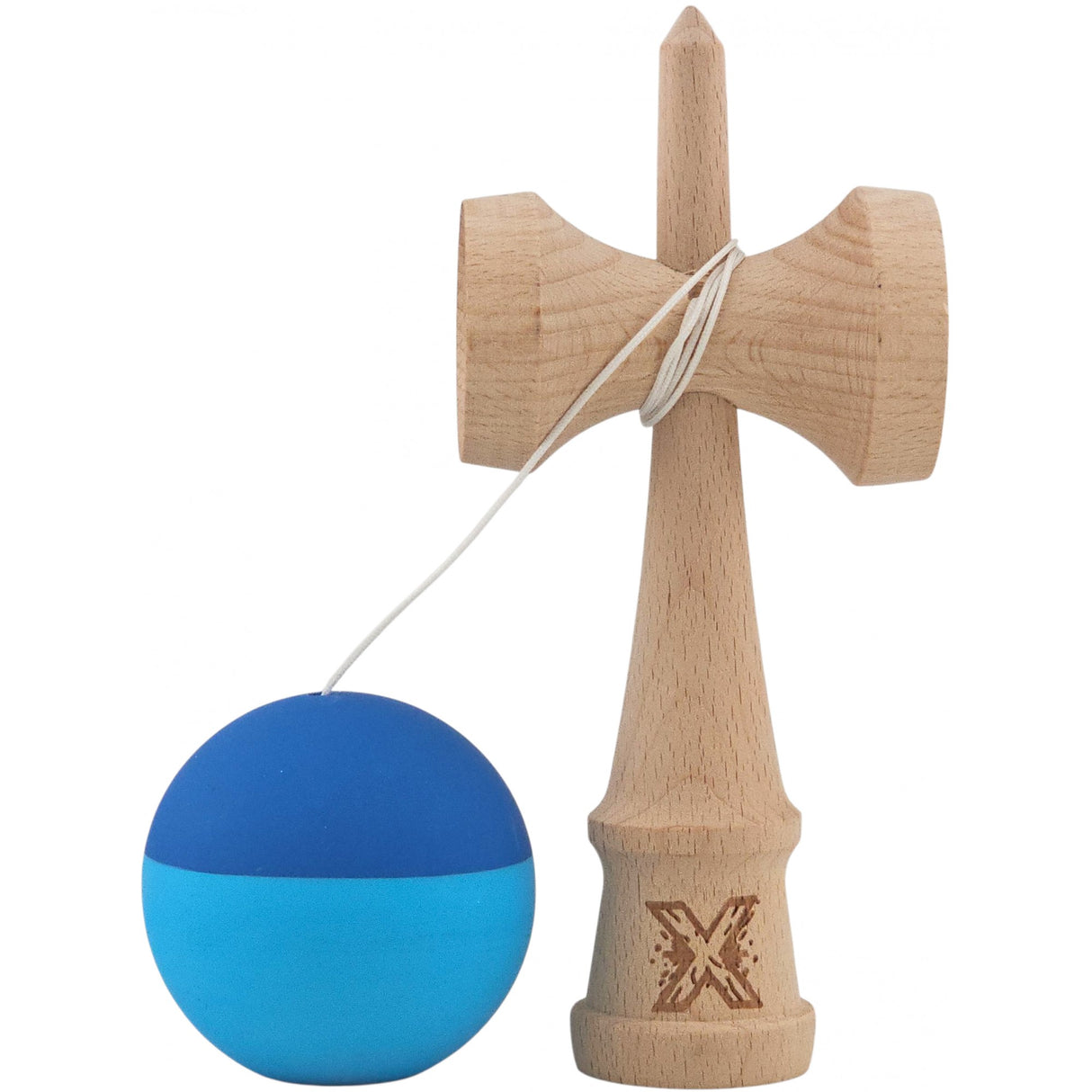 Kendama X Originala, Profesionala, Vivimall, din Lemn, Rubber Grip, 18 cm, Albastru/Bleu - vivimall.ro