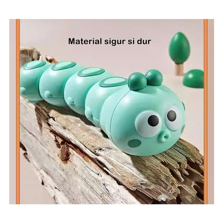 Jucarie mecanica pentru copii Vivimall, omida haioasa, cu cheita, distractiva, se taraste, se misca, 15 x 4 cm, verde - vivimall.ro