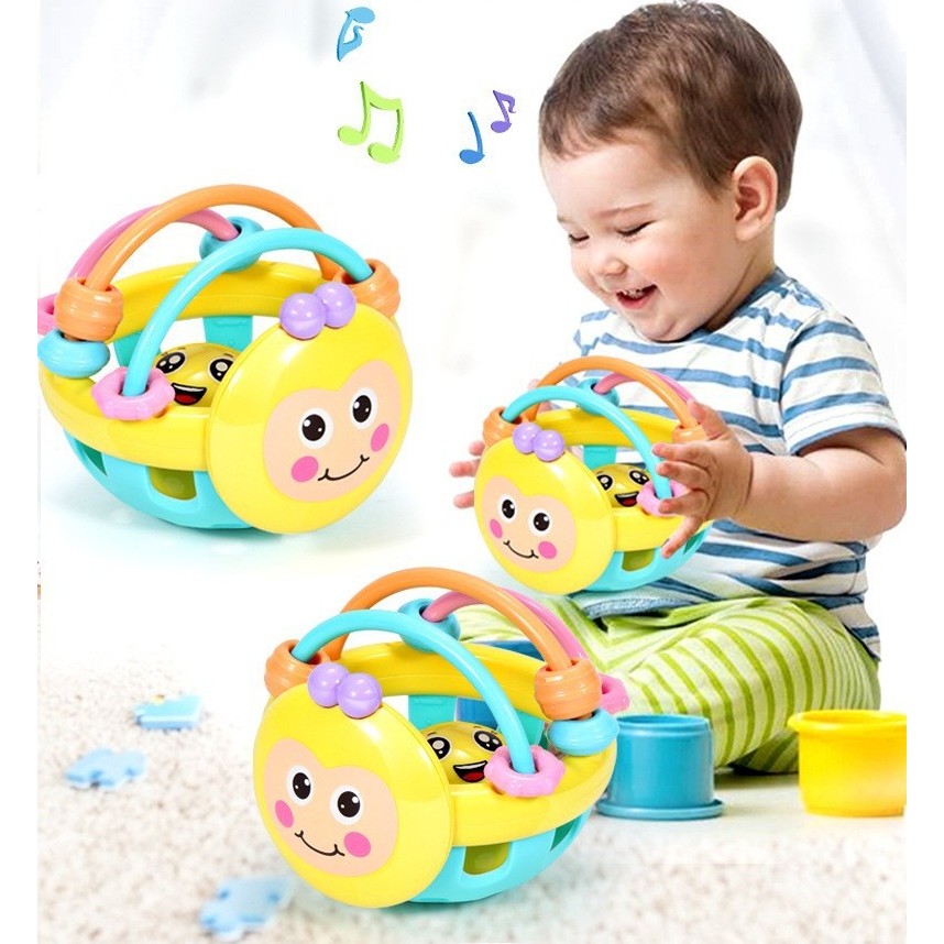 Jucarie Minge pentru Bebelusi, Vivimall, pentru Dentitie, Interactiva, 0-12 Luni, Galben-Multicolor - vivimall.ro