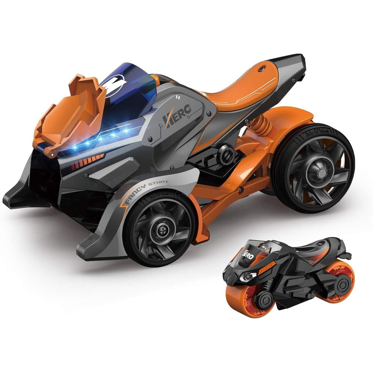 Jucarie pentru copii, masina cu extensie de motocicleta 2 in 1, portocalie - vivimall.ro