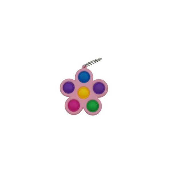 Jucarie Push Pop Bubble Fidget, Pop It, breloc antistres, Floare, Multicolor/Roz - vivimall.ro