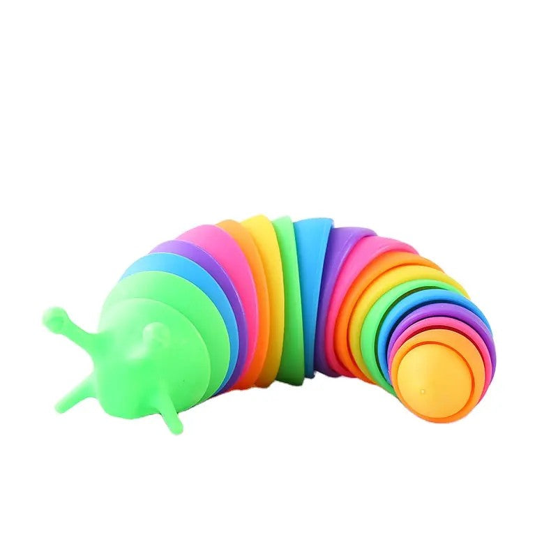 Jucărie senzorială Omida Curcubeu Vivimall, 18.6 cm, multicolor, vedere frontală completă