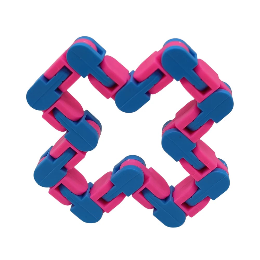 Jucarie Senzoriala Antistres, Vivimall, Fidget Toys, Puzzle de Imbinat Tip Sarpe, 24 Piese, +3 Ani, Albastru/Roz - vivimall.ro