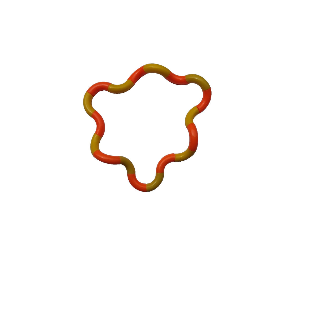 Detaliu jucărie Fidget Twist răsucită, plastic durabil galben și portocaliu, design flexibil antistres