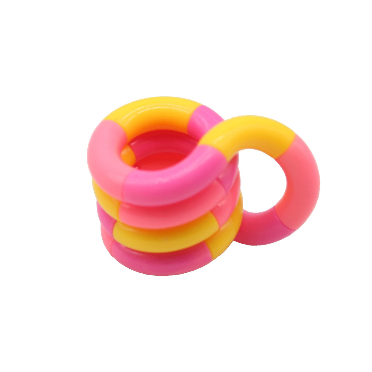 Jucărie senzorială antistres Fidget Twist Vivimall, culoare galbenă, vedere frontală, recomandat +3 ani