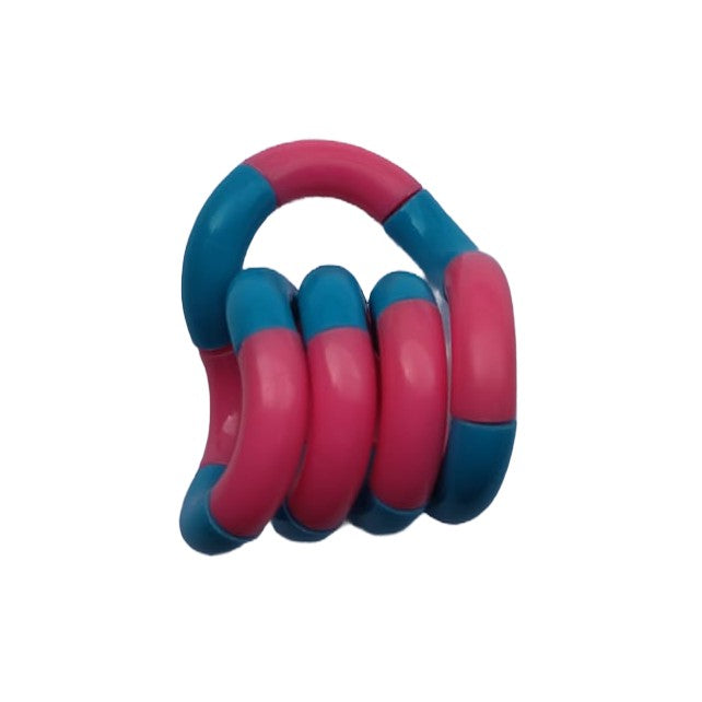 Jucărie senzorială antistres Fidget Twist în culorile roz și albastru, design flexibil, pentru copii +3 ani