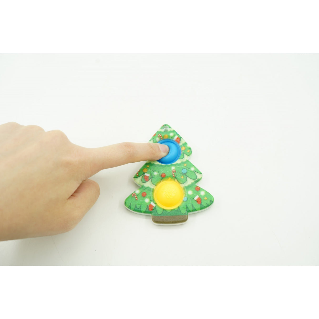 Jucarie senzoriala antistres, Simple Dimple, Breloc cu 2 bulinute, Brad, Multicolor - vivimall.ro