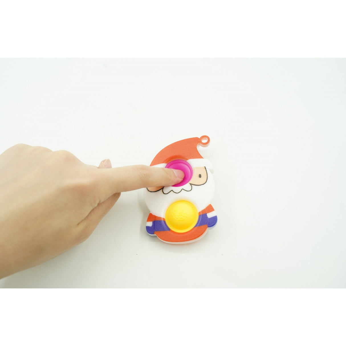 Jucarie senzoriala antistres, Simple Dimple, Breloc cu 2 bulinute, Mos Craciun, Multicolor - vivimall.ro
