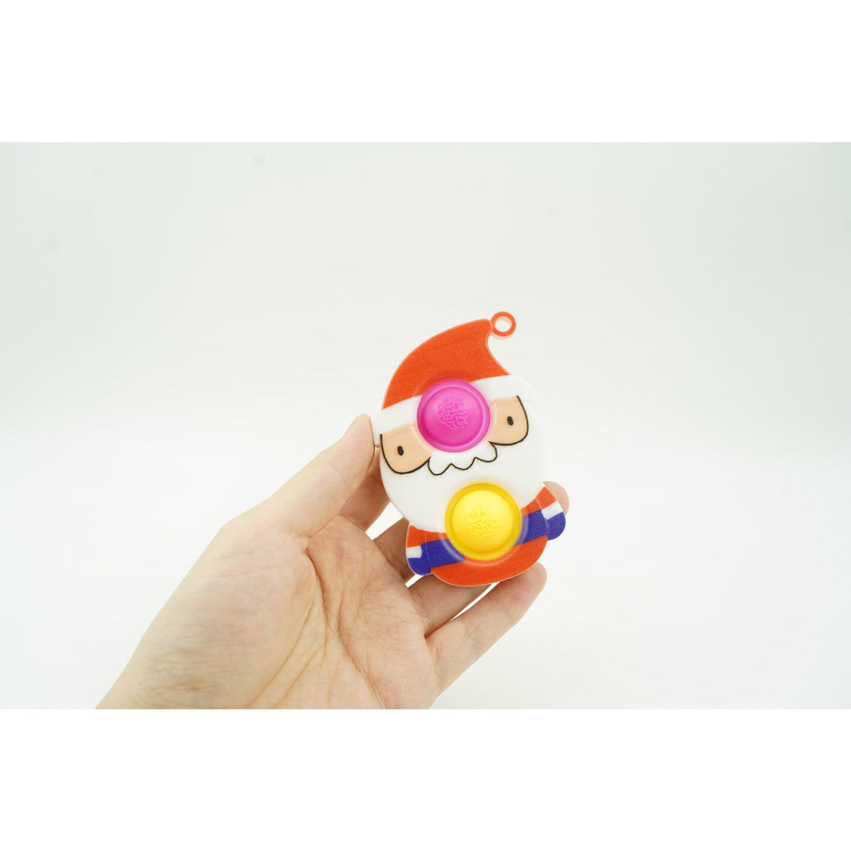 Jucarie senzoriala antistres, Simple Dimple, Breloc cu 2 bulinute, Mos Craciun, Multicolor - vivimall.ro
