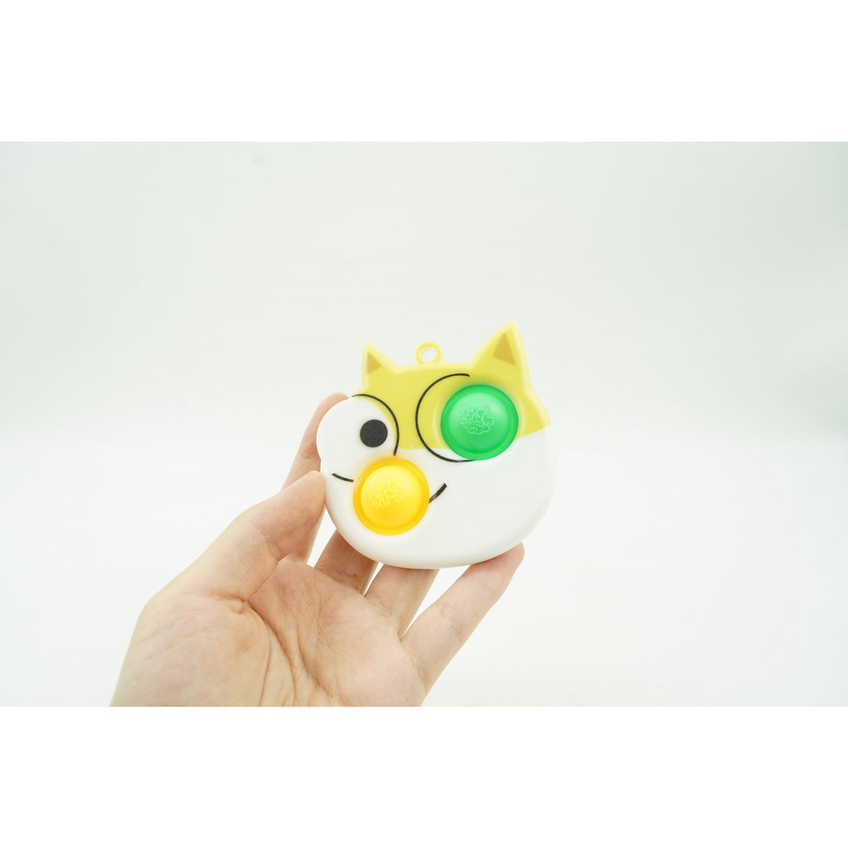 Jucarie senzoriala antistres, Simple Dimple, Breloc cu 2 bulinute, Pisicuta, Multicolor - vivimall.ro