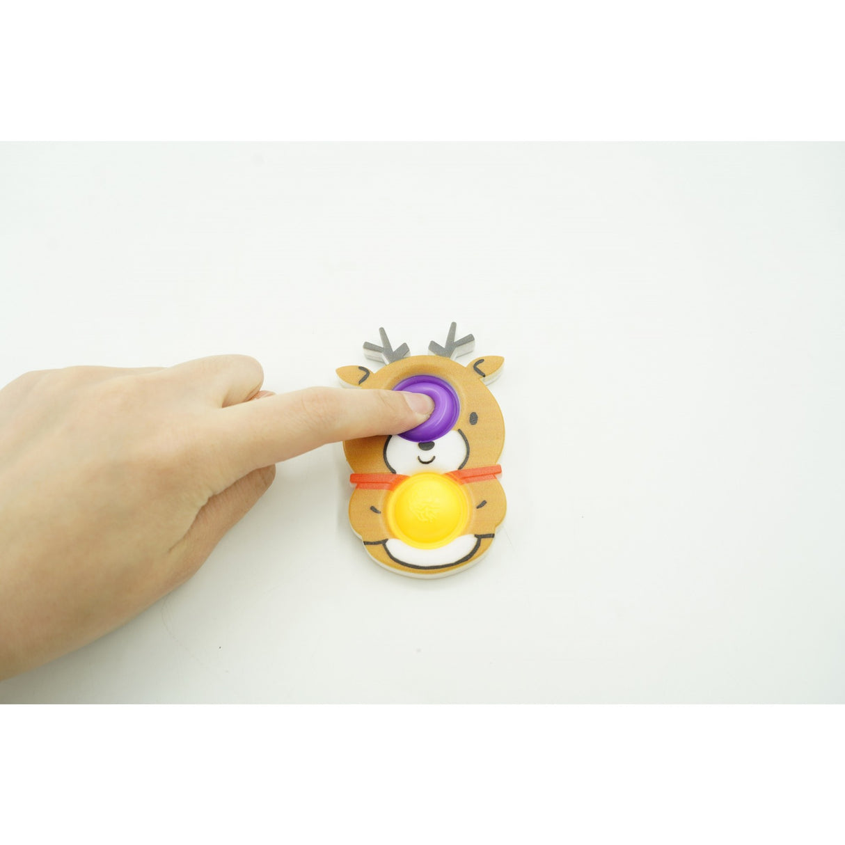 Jucarie senzoriala antistres, Simple Dimple, Breloc cu 2 bulinute, Ren, Multicolor - vivimall.ro