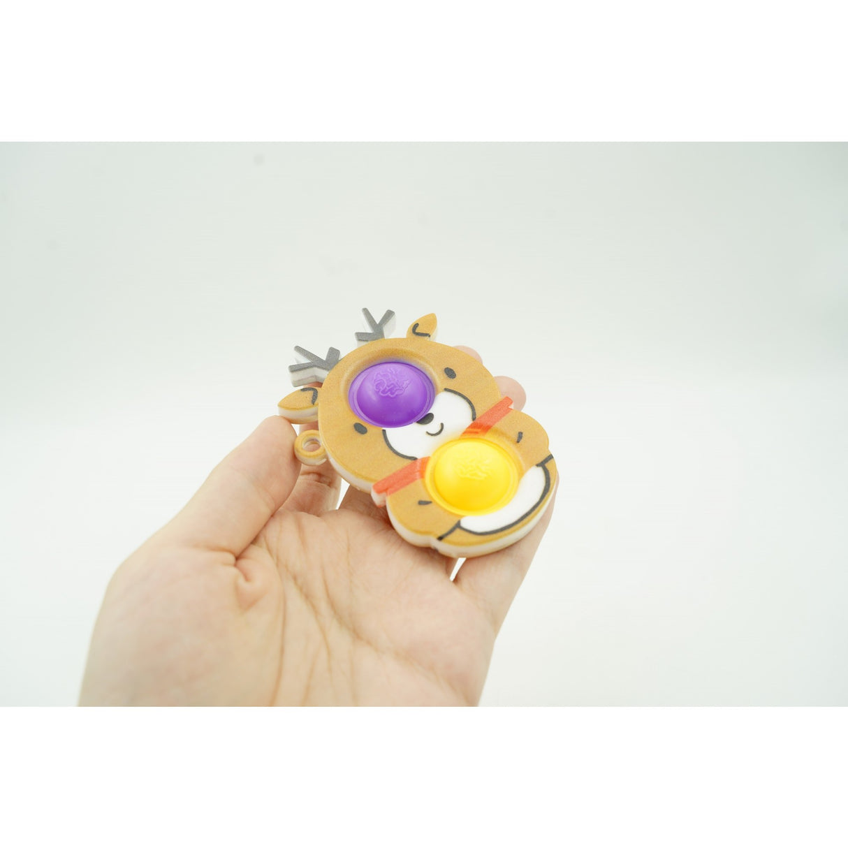 Jucarie senzoriala antistres, Simple Dimple, Breloc cu 2 bulinute, Ren, Multicolor - vivimall.ro