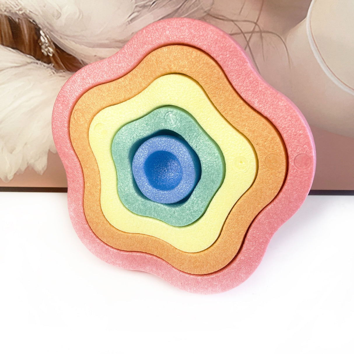 Jucarie Senzoriala de Echilibru, Flippy, Tip Stepping Stones, 5 Piese, din Spuma, pentru Miscare, Sarituri, Prindere, Diametru 28 cm, Model 2, Multicolor - vivimall.ro