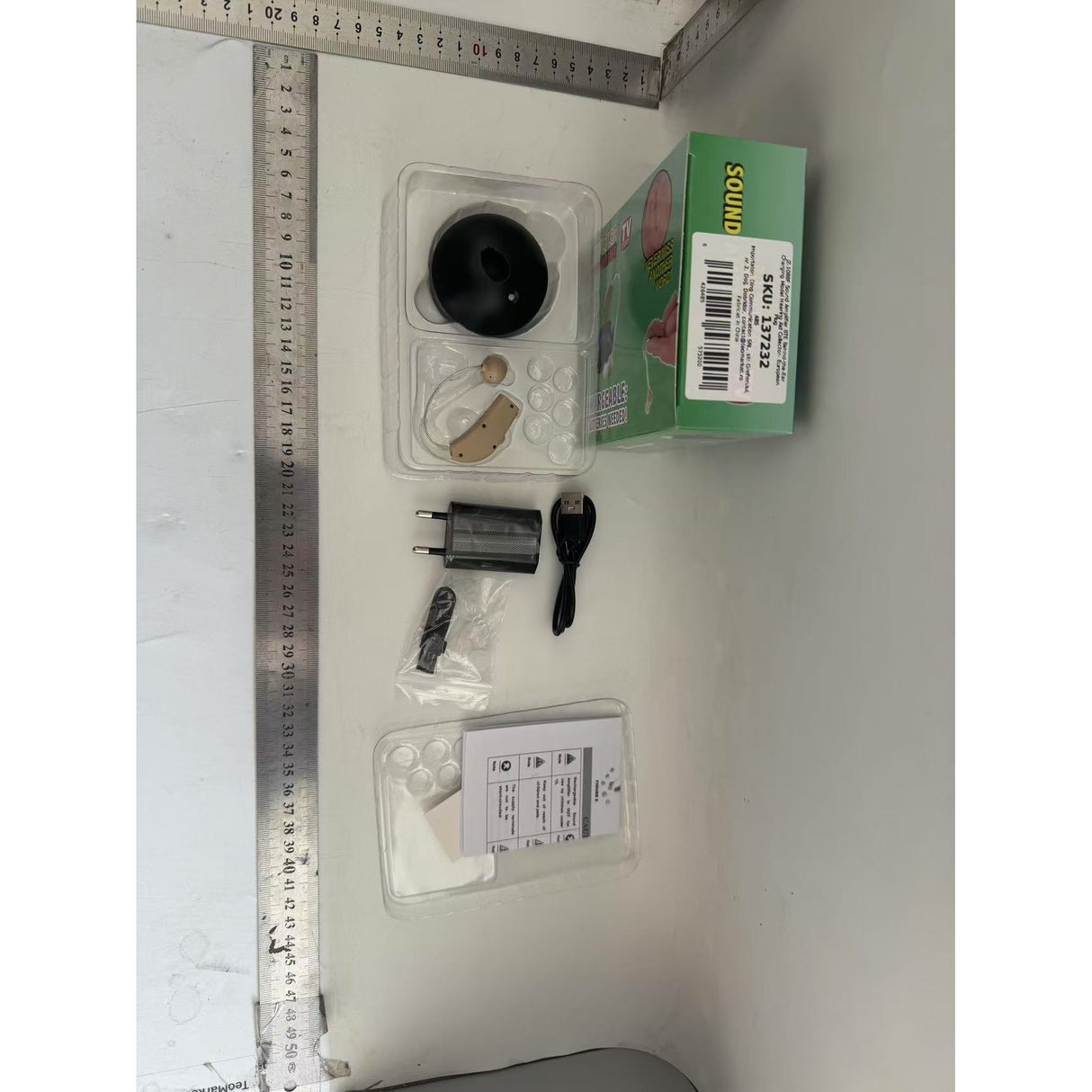 Aparat Auditiv BTE Reincarcabil, Vivimall, JZ-1088F, Aparat Auditiv Auxiliar cu Statie de Incarcare, In EAR, Amplificator de Sunet, din ABS Silicon, Bej - vivimall.ro