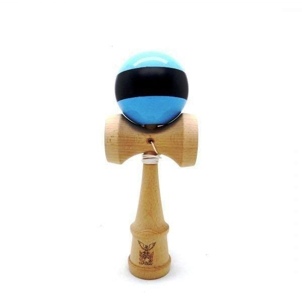 Kendama Ball Originala Stripe Negru Lemn Fag Bleu 1 - vivimall.ro