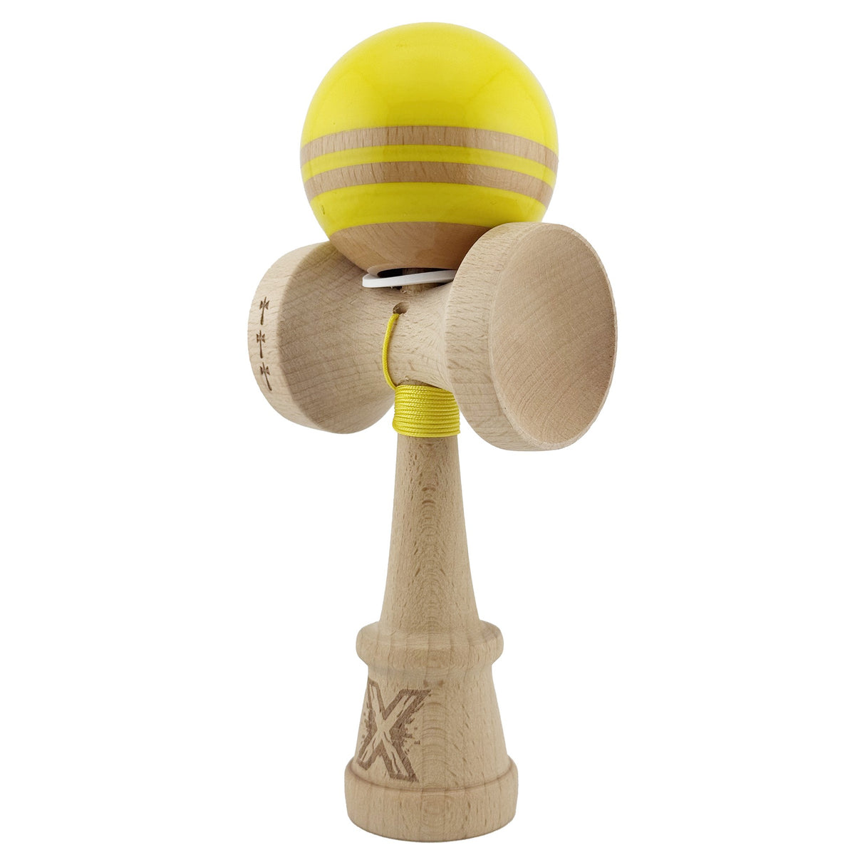 Kendama Originala X - Rainbow, Super Sticky, V3 King Size Cup, Gaura in Baza, Profesionala, Vivimall, din Lemn, 18 cm, Galben