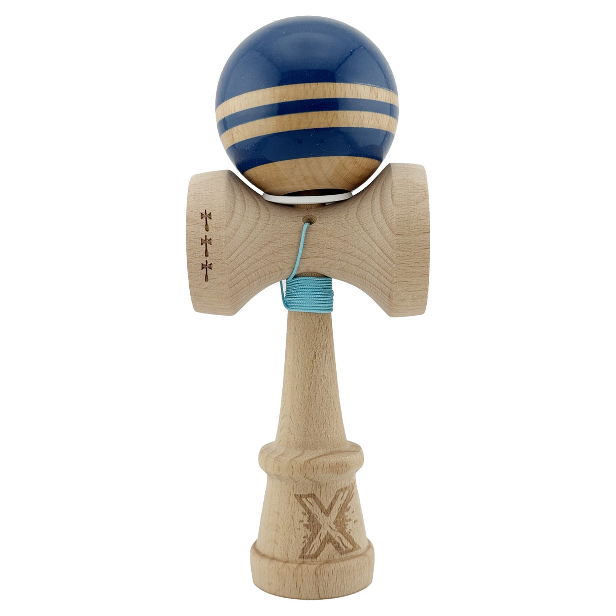 Kendama Originala X - Rainbow, Super Sticky, V3 King Size Cup, Gaura in Baza, Profesionala, Vivimall, din Lemn, 18 cm, Albastru