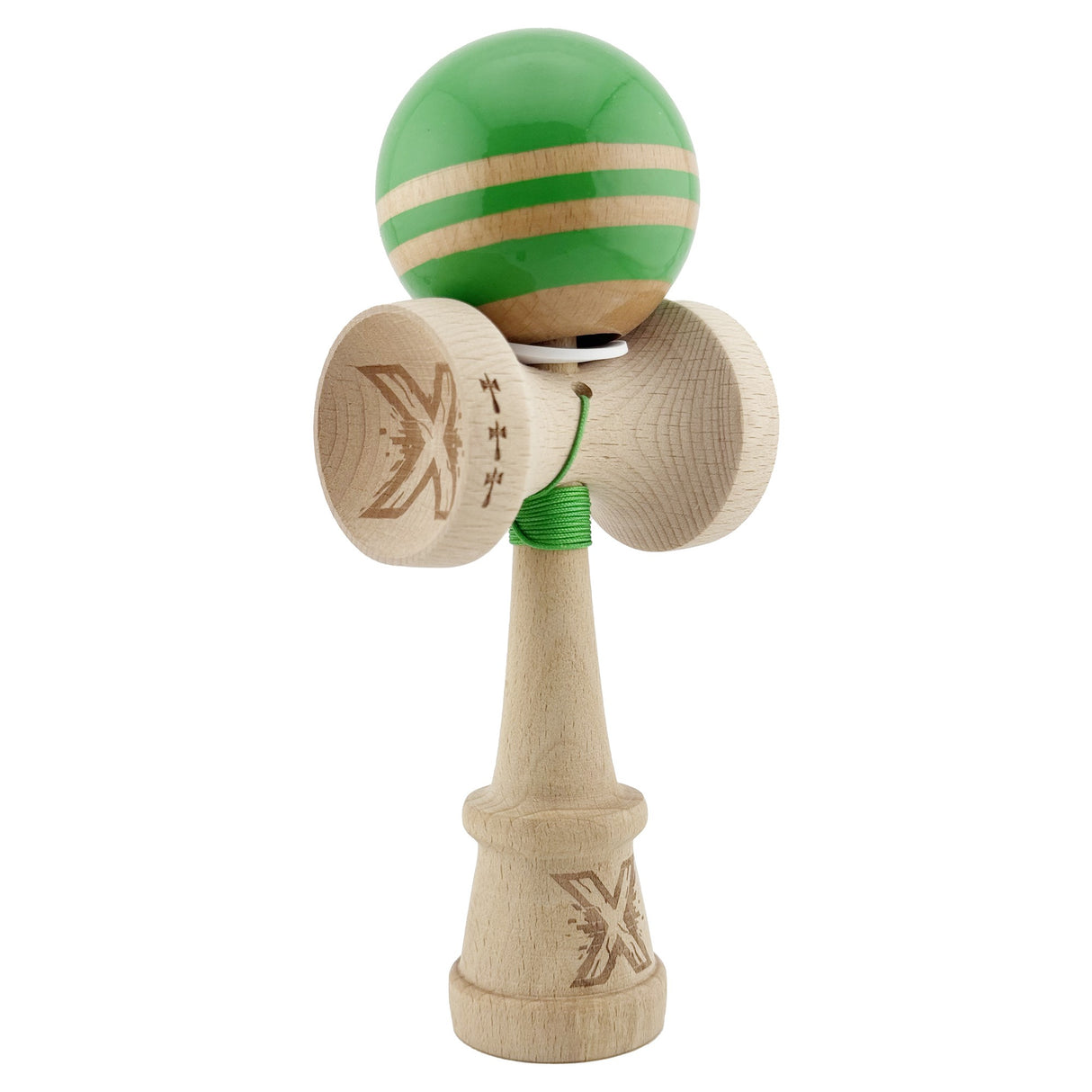 Kendama Originala X - Rainbow, Super Sticky, V3 King Size Cup, Gaura in Baza, Profesionala, Vivimall, din Lemn, 18 cm, Verde