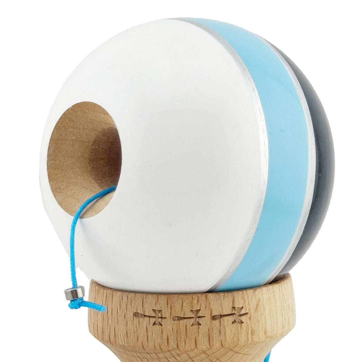 Kendama Originala X - ROYAL , Profesionala, Vivimall, din Lemn, 18 cm, Albastru-Gold - vivimall.ro
