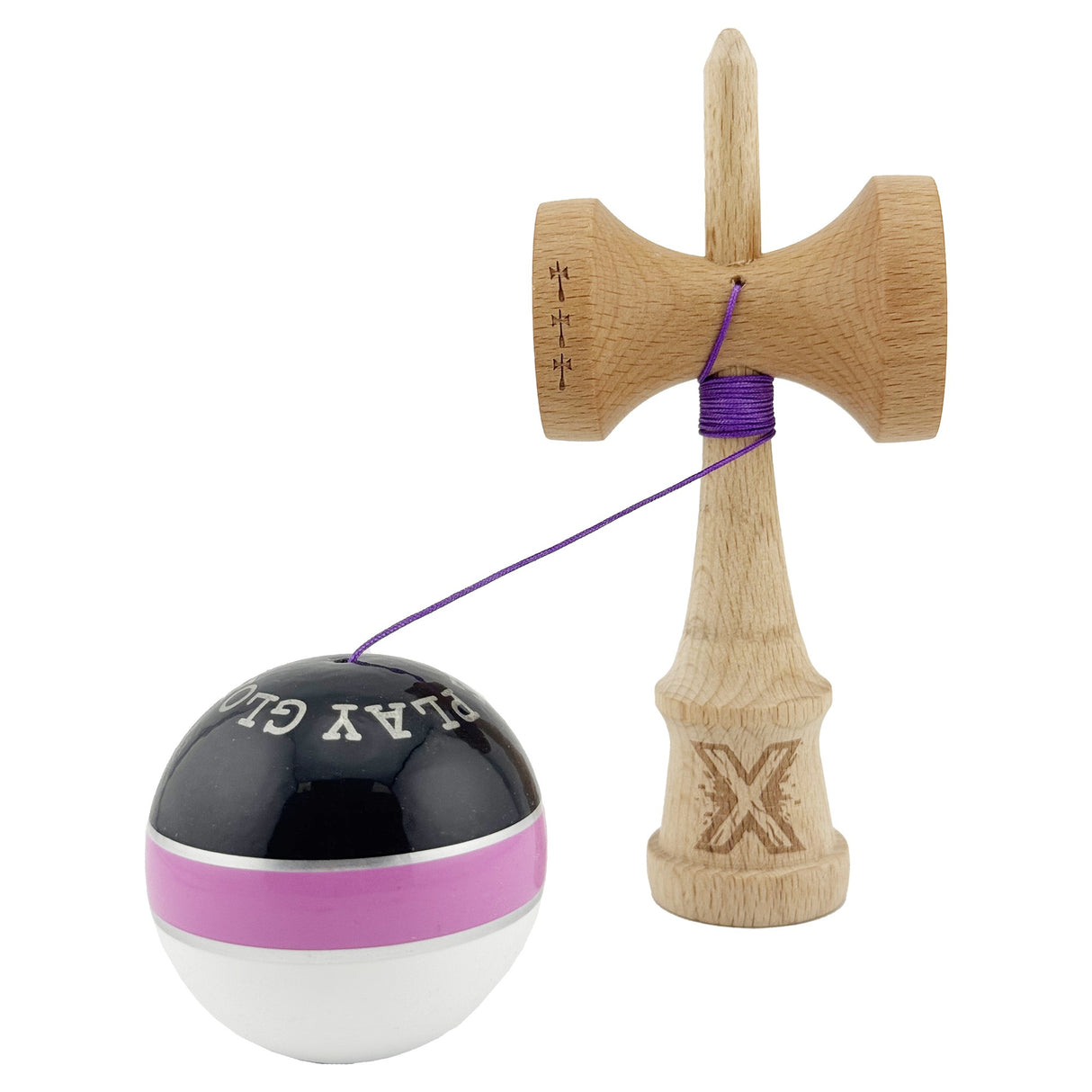 Kendama Originala X - ROYAL , Profesionala, Vivimall, din Lemn, 18 cm, Rose-Silver - vivimall.ro