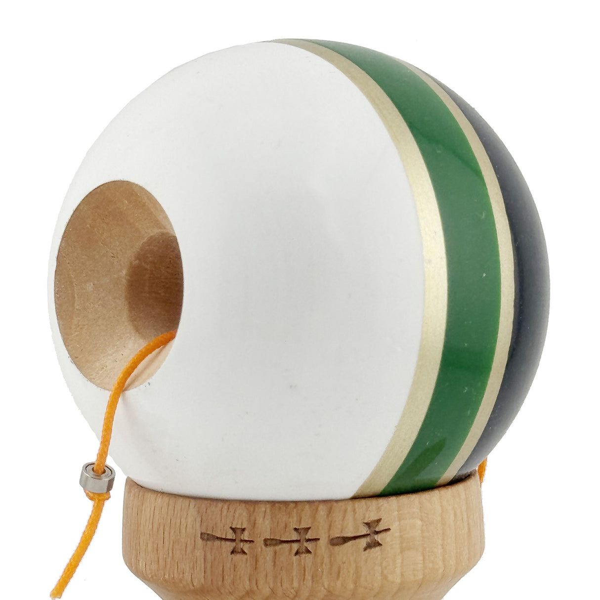 Kendama Originala X - ROYAL , Profesionala, Vivimall, din Lemn, 18 cm, Verde-Gold - vivimall.ro