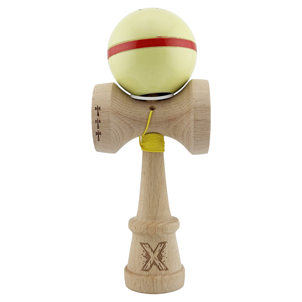 Kendama Originala X - Silken, Super Sticky, V3 King Size Cup, Gaura in Baza, Profesionala, Vivimall, din Lemn, 18 cm, Cream - vivimall.ro