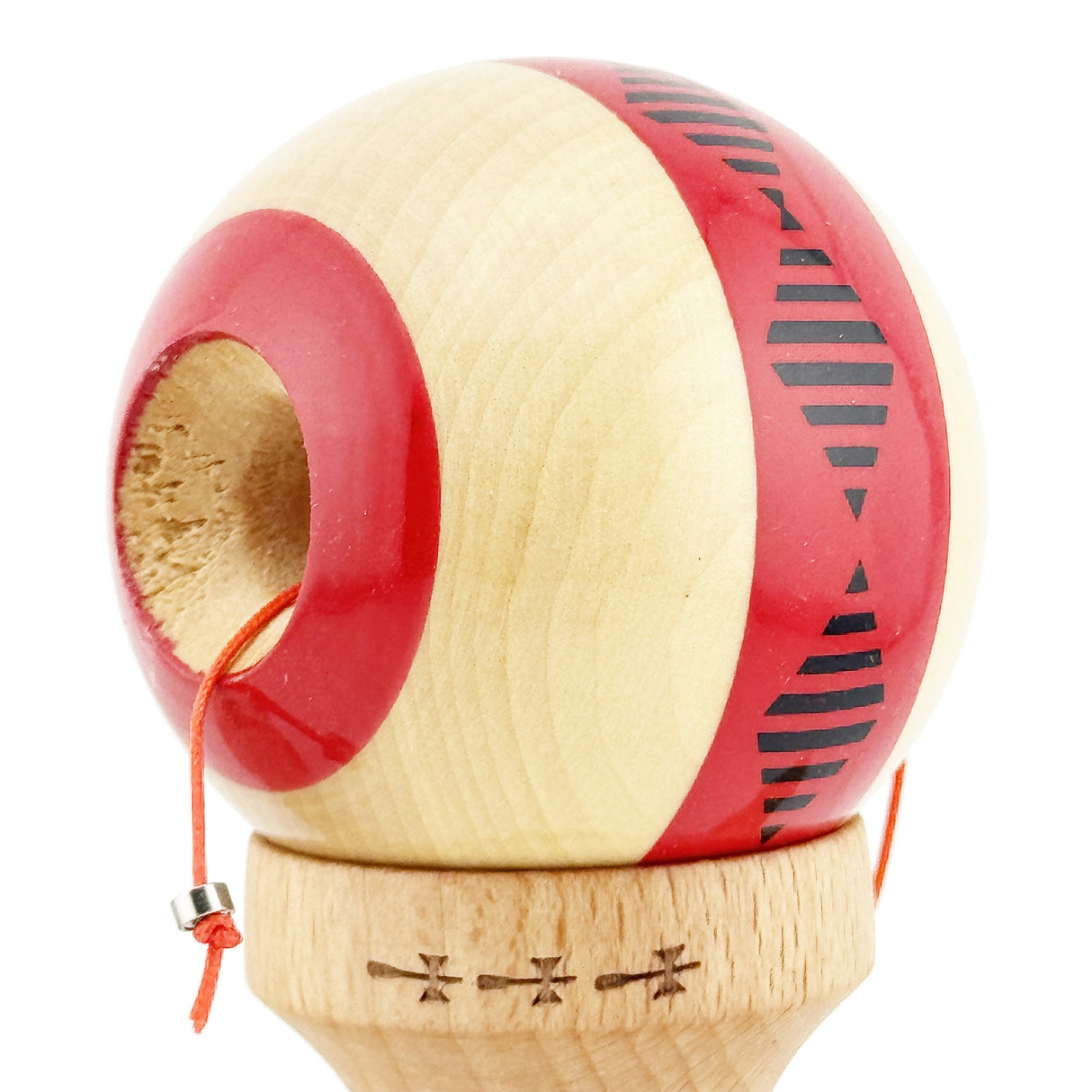 Kendama Originala X - FREQUENCY , Profesionala, Vivimall, din Lemn, 18 cm, Rosu - vivimall.ro