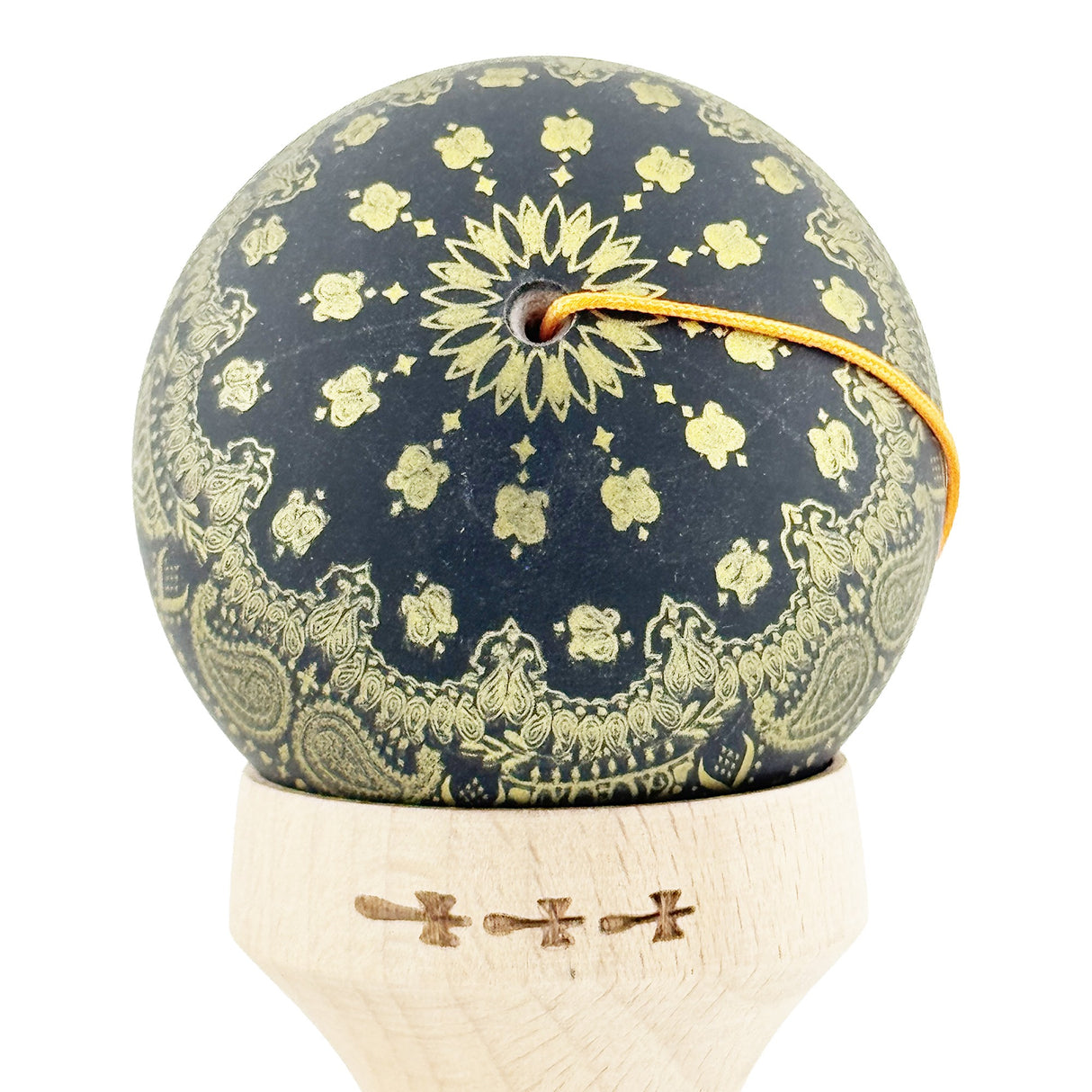 Kendama X Originala, Profesionala, Flippy, Legendary IMPERIAL, Super Sticky, Cupe Mari KING SIZE V3, Gaura in Baza, Rulment Metalic, din lemn 18 cm, Ata 62/65 cm, Negru/Auriu - vivimall.ro