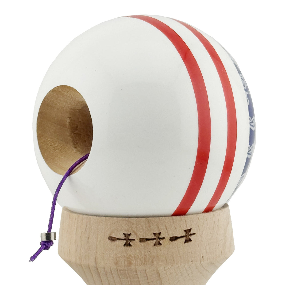 Kendama Originala X - Chicanos, Super Sticky, V3 King Size Cup, Gaura in Baza, Profesionala, Vivimall, din Lemn, 18 cm, Mov - vivimall.ro