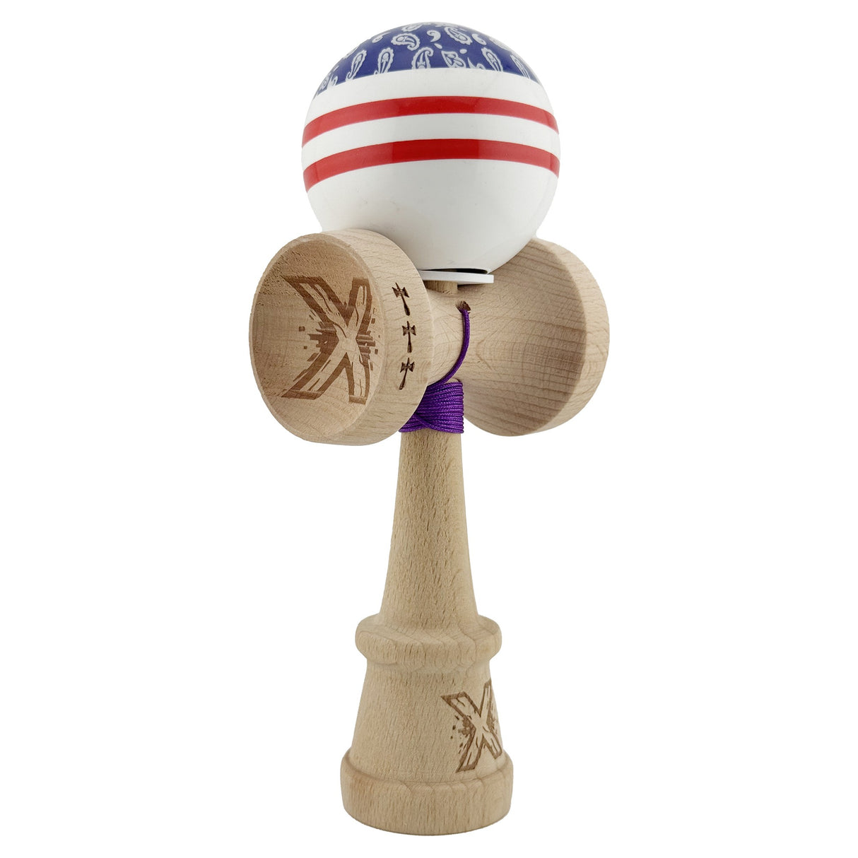 Kendama Originala X - Chicanos, Super Sticky, V3 King Size Cup, Gaura in Baza, Profesionala, Vivimall, din Lemn, 18 cm, Mov - vivimall.ro